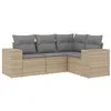 Image de vidaXL Salon de jardin avec coussins 4 pcs beige résine tressée
