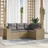 Image de vidaXL Salon de jardin avec coussins 4 pcs beige résine tressée