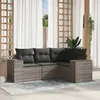 Image de vidaXL Salon de jardin 4 pcs avec coussins gris résine tressée