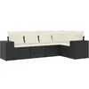 Image de vidaXL Salon de jardin 5 pcs avec coussins noir résine tressée