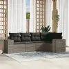 Image de vidaXL Salon de jardin 5 pcs avec coussins gris résine tressée
