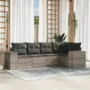 Image de vidaXL Salon de jardin 5 pcs avec coussins gris clair résine tressée