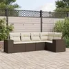 Image de vidaXL Salon de jardin avec coussins 5 pcs marron résine tressée