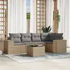 Image de vidaXL Salon de jardin avec coussins 6 pcs beige résine tressée