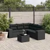 Image de vidaXL Salon de jardin 6 pcs avec coussins noir résine tressée