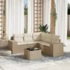 Image de vidaXL Salon de jardin avec coussins 6 pcs beige résine tressée
