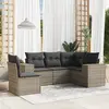 Image de vidaXL Salon de jardin 5 pcs avec coussins gris résine tressée