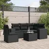 Image de vidaXL Salon de jardin 6 pcs avec coussins noir résine tressée