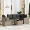 Image de vidaXL Salon de jardin 6 pcs avec coussins gris résine tressée