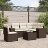 Image de vidaXL Salon de jardin avec coussins 6 pcs marron résine tressée