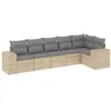 Image de vidaXL Salon de jardin avec coussins 6 pcs beige résine tressée