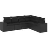 Image de vidaXL Salon de jardin 6 pcs avec coussins noir résine tressée