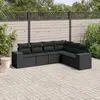 Image de vidaXL Salon de jardin 6 pcs avec coussins noir résine tressée