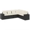 Image de vidaXL Salon de jardin 6 pcs avec coussins noir résine tressée