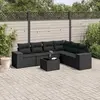 Image de vidaXL Salon de jardin 7 pcs avec coussins noir résine tressée