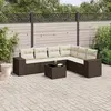 Image de vidaXL Salon de jardin avec coussins 7 pcs marron résine tressée