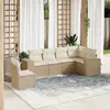 Image de vidaXL Salon de jardin avec coussins 6 pcs beige résine tressée