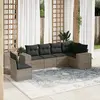 Image de vidaXL Salon de jardin 6 pcs avec coussins gris résine tressée