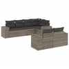 Image de vidaXL Salon de jardin avec coussins 7 pcs gris résine tressée