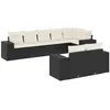Image de vidaXL Salon de jardin 8 pcs avec coussins noir résine tressée
