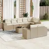 Image de vidaXL Salon de jardin avec coussins 9 pcs beige résine tressée