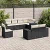 Image de vidaXL Salon de jardin 8 pcs avec coussins noir résine tressée