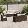 Image de vidaXL Salon de jardin 8 pcs avec coussins marron résine tressée