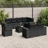 Image de vidaXL Salon de jardin 9 pcs avec coussins noir résine tressée