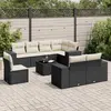 Image de vidaXL Salon de jardin 9 pcs avec coussins noir résine tressée