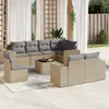 Image de vidaXL Salon de jardin avec coussins 9 pcs beige résine tressée