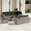 Image de vidaXL Salon de jardin 9 pcs avec coussins gris résine tressée