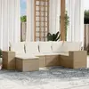 Image de vidaXL Salon de jardin avec coussins 6 pcs beige résine tressée