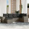 Image de vidaXL Salon de jardin 6 pcs avec coussins gris résine tressée
