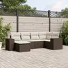 Image de vidaXL Salon de jardin avec coussins 6 pcs marron résine tressée