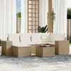 Image de vidaXL Salon de jardin avec coussins 7 pcs beige résine tressée
