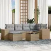 Image de vidaXL Salon de jardin avec coussins 7 pcs beige résine tressée