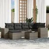 Image de vidaXL Salon de jardin avec coussins 7 pcs gris résine tressée