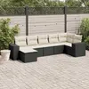 Image de vidaXL Salon de jardin 7 pcs avec coussins noir résine tressée