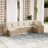 Image de vidaXL Salon de jardin avec coussins 7 pcs beige résine tressée