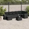 Image de vidaXL Salon de jardin 8 pcs avec coussins noir résine tressée