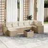 Image de vidaXL Salon de jardin avec coussins 8 pcs beige résine tressée