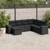 Image de vidaXL Salon de jardin 7 pcs avec coussins noir résine tressée