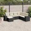 Image de vidaXL Salon de jardin 7 pcs avec coussins noir résine tressée