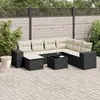 Image de vidaXL Salon de jardin 8 pcs avec coussins noir résine tressée