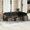 Image de vidaXL Salon de jardin 8 pcs avec coussins gris résine tressée