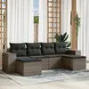 Image de vidaXL Salon de jardin 6 pcs avec coussins gris résine tressée