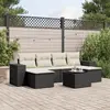 Image de vidaXL Salon de jardin 7 pcs avec coussins noir résine tressée