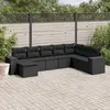 Image de vidaXL Salon de jardin 8 pcs avec coussins noir résine tressée