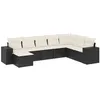 Image de vidaXL Salon de jardin 8 pcs avec coussins noir résine tressée