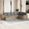 Image de vidaXL Salon de jardin avec coussins 8 pcs beige résine tressée